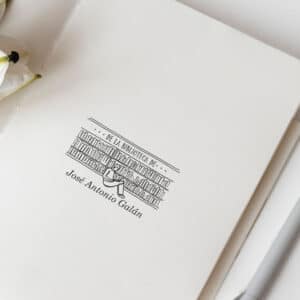 Sello Manual Madera, De la biblioteca de… Ex libris modelo 1